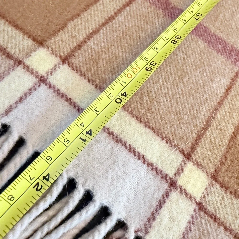 Vintage 60s 70s Wool Scarf Natural Dress Stewart Plaid Frank Menswear Pittsburgh